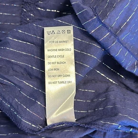 Couleurs d’ ete Blue and Metallic Silver Prairie Skirt with Side Zip Size 14 GUC - Picture 17 of 17